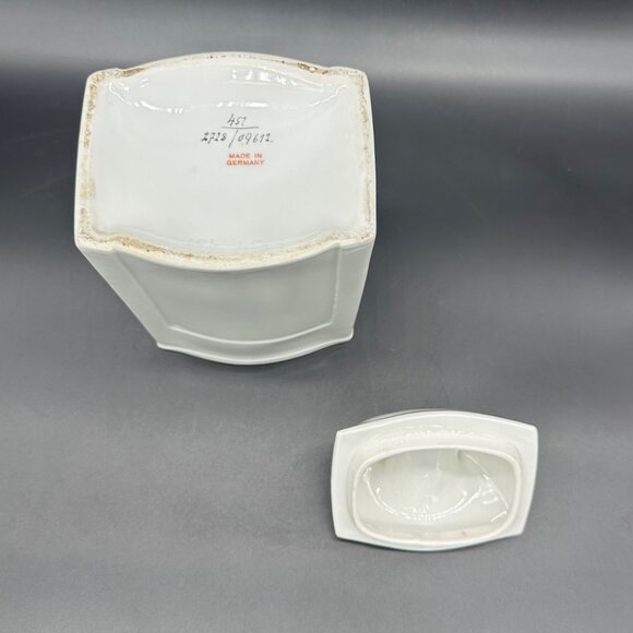 Antique German Oatmeal Canister Pink Roses Floral Kitchen Storage Pink Flowers - Picture 7 of 13